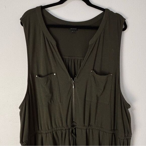 Torrid 5 Challis Zip-Front Knit Shirt Dress Olive Business Casual Comfort Layer - Picture 8 of 13